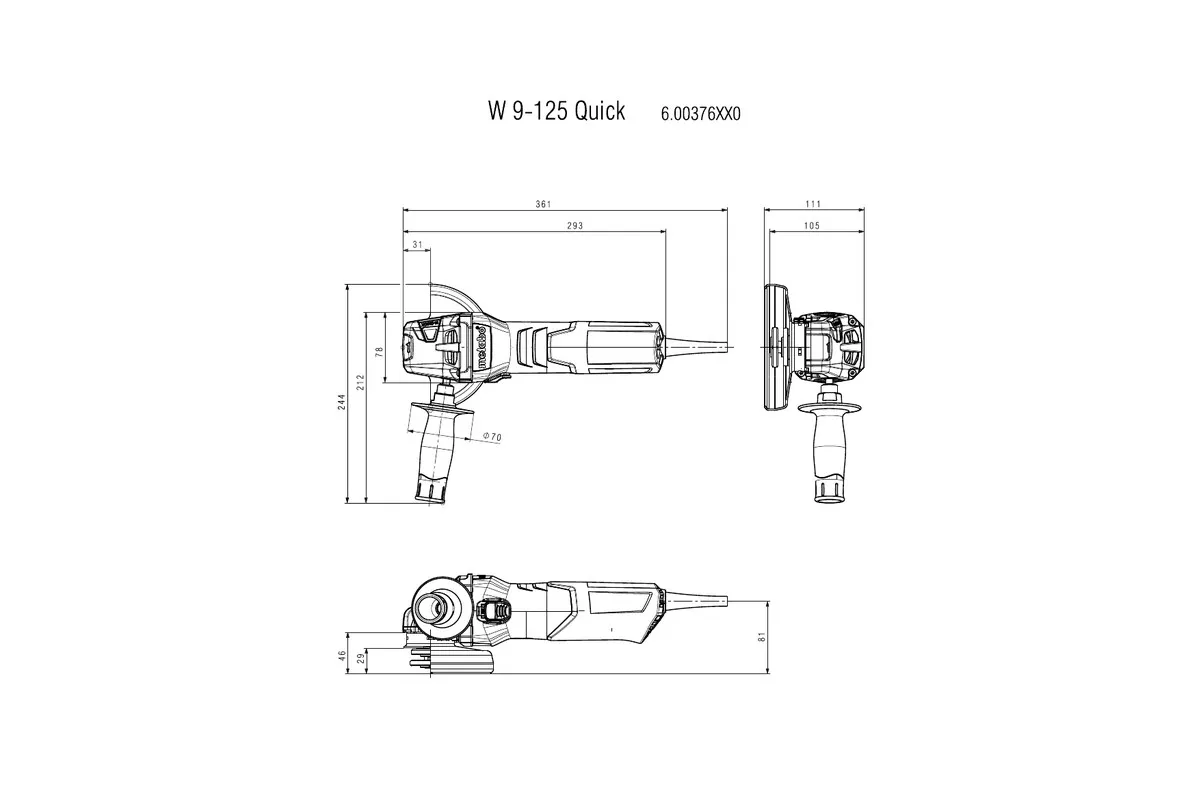 Máy Mài Góc Metabo W 9-125 (Ø125mm) Máy Mài Góc Metabo W 9-125 (Ø125mm)